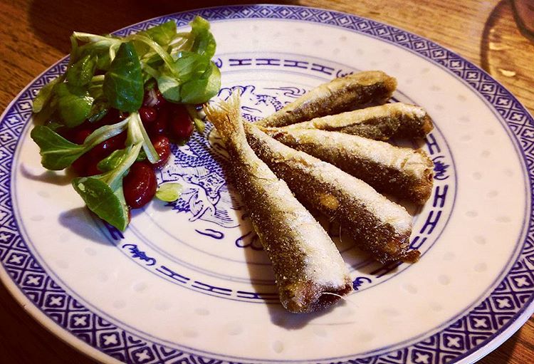 Fried sardines and red bean salad.jpg